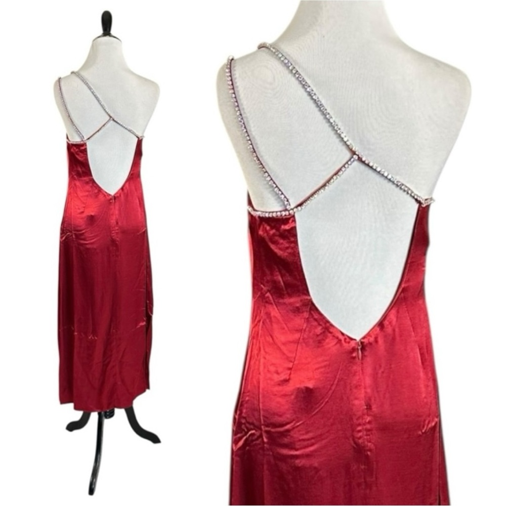 For Love And Lemons Elora Midi Dress in Red XS NWT Evening Party Slit Holiday - Picture 6 of 12